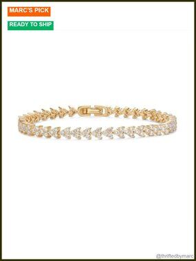 14K Gold Plated Tennis Bracelet Bezel Set CZ 7 Inch